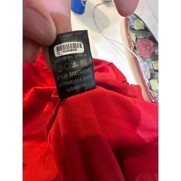 Windsor Women's Red Shanghai Strap Farrah High Low Taffeta Prom Dress Size Large - Picture 3 of 8